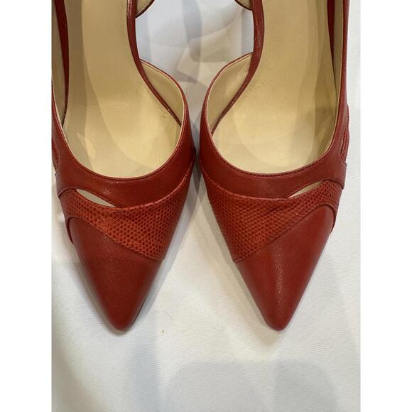 Nine West Red Leather D’Orsay Heels 8M Pointed Toe Classic Stiletto Pumps - Picture 4 of 6